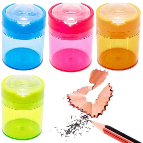Lightweight Portable Pencil Sharpener 4 Pack with Lid Dual Hole — view 2