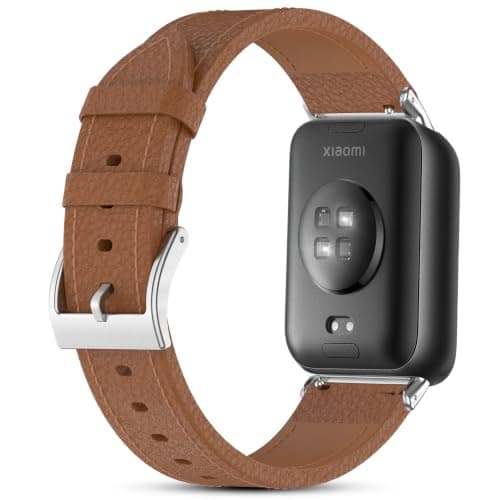 BDIG Leather Strap Compatible with Xiaomi Smart Band 10 Pro/9 Pro/8 Pro & for Xiaomi Redmi Watch 6/5/4, Genuine Leather Strap, Black Replacement Strap for Men and Women with Stainless Steel Clasp — view 2
