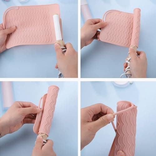 Heat Mat for Hair Straighteners 2 Pack Heat Resistant Mat for Curling Iron, Heat Proof Protection Mats for Travel Home Salon Flat Iron Hair Styling Tools (21.5x15.8 cm) — view 6