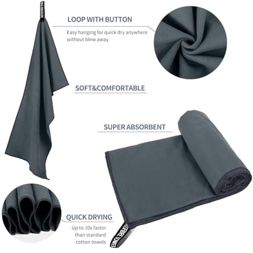 Microfibre Towel, Deep Gray, 80x40cm — view 4