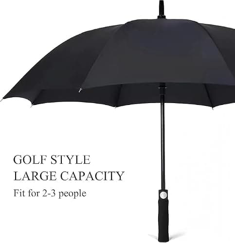Gadgetking Large Golf Umbrella Windproof Wind Canopy Sports Manual Black Mens Women Ladies Gents Wedding Funeral Event Strong Stick Travel Automatic Auto — view 2