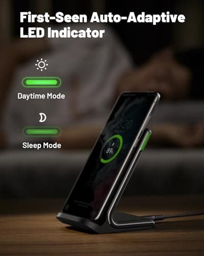 INIU Wireless Charger Stand, 15W Fast Charging Dock Phone Charger with LED — view 3