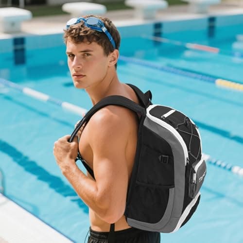 TAIHOYIN Gym Backpack for Men Women with Shoes Compartment & Wet Pocket 30L Travel Laptop Rucksack Waterproof Casual Daypacks Sports Duffel Bag for Swimming Yoga, Grey — view 2