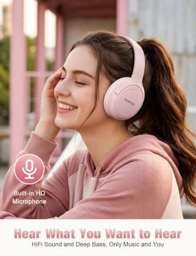 RUNOLIM Hybrid Active Noise Cancelling Headphones, Wireless Bluetooth Headphones with Microphone, 100H Playtime, Foldable Wireless Headphones Over Ear with HiFi Audio, Deep Bass for Home Travel Office — view 6