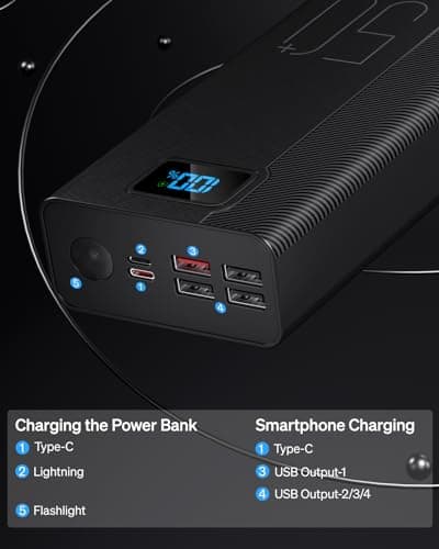 Power Bank 50000mAh Portable Charger: Powerbank with Flashlight and Large Capacity-22.5 W Fast Charging External Battery- White 3PM MP3 Player with Streaming Player Android — view 4