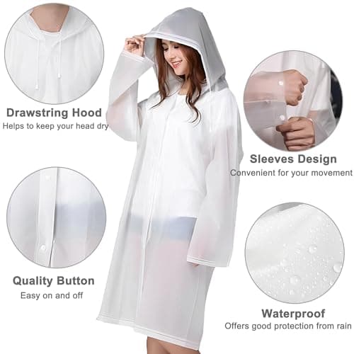 Cosowe Rain Poncho Raincoats for Adults, 2 Pack Reusable Rain Jacket Rainwear with Hoods and Sleeves, Waterproof for Emergency, Outdoors, Camping, Disney — view 2