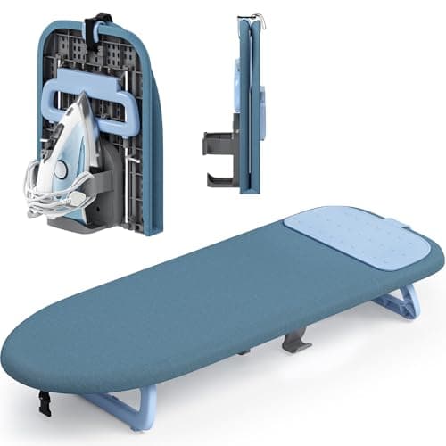KINGRACK Small Tabletop Ironing Board with Iron Holder,30×81cm,Dark Blue