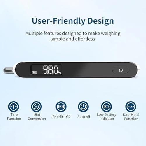 Ultrean Luggage Scale, 110 Lb/ 50Kg Handheld Baggage Scale, Portable Digital Weight Scale Electronic Suitcase Scale Hanging Scales with Rubber Paint, Hook (White) — view 2