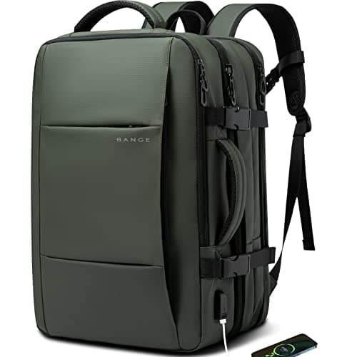BANGE Travel Backpack,Flight Approved Carry On Backpack for International Travel Bag, Water Resistant Durable 17-inch Laptop Backpacks,Large Daypack Business Weekender Luggage for Men Women