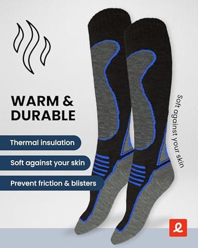 ThreadCo Mens Ski Socks - Long Thermal Anti-Blister Socks (4pk, UK 6-11) — view 3