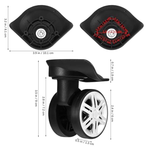ULTECHNOVO Suitcase Wheels Replacement Kit - 4 Pack Double Rollers with 20 Screws & Screwdriver, Quiet TPE Rubber Caster for Luggage, Cabin Bag, Travel Trolley Case Repair - Black — view 3