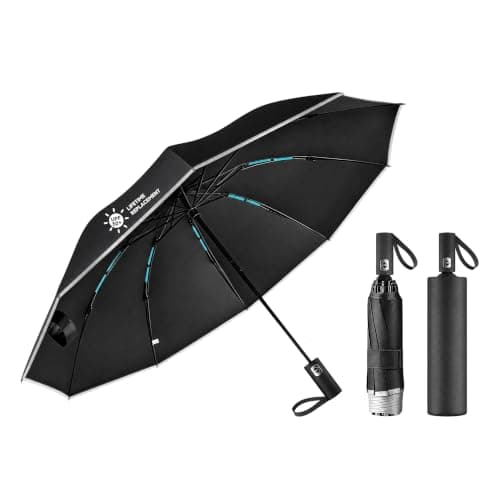 ZephaGuard Inverted Umbrella Travel Umbrella Windproof Strong, Automatic Umbrellas for wind rain, Auto Open Close, 10 Rib Durable Frame for Women Men, Sun & Strong Wind Protection (Black)
