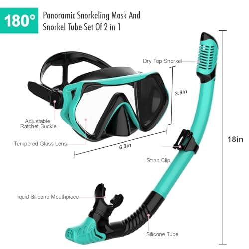 Snorkel Set Adults, JRing Snorkel Set with Anti Fog Goggles Dry Snorkel — view 5
