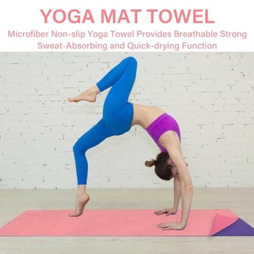 Audasi Yoga Mat Towel Yoga Towel Non Slip Hot Yoga with Mesh Carrying Bag 183 * 63cm Large Gym Towels Quick Dry Portable Breathable Yoga Mat Towel for Bikram Pilates Gym Workout (Pink) — view 4