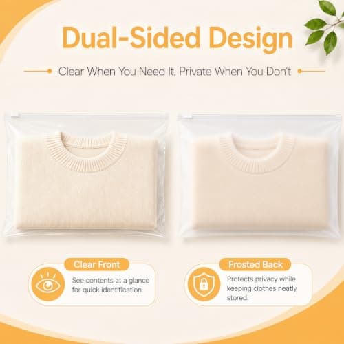 50 Pcs Ziplock Bags for Clothes, 40 x 30 cm Large Frosted Ziplock Bags — view 4