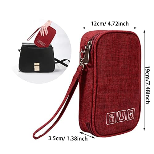 NEUSID Small Travel Cable Organiser Bag, Cable Pouch, Electronics Accessories Organizer Carry Bag, 3 Layers Pouch Storage All-in-One Gadget Storage Bag for Cable, Cord, Charger, Phone, Earphone — view 2