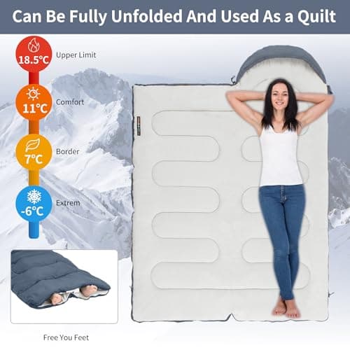 Naturehike Sleeping Bag for Adult, Combine Double Sleeping Bag, Oversized 220×85cm,L and R,3 Season, Ultralight Lightweight Compact with Compression Bag — view 3