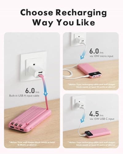 Charmast Power Bank with Built in Cables X 4, 10000mAh Portable Charger — view 4