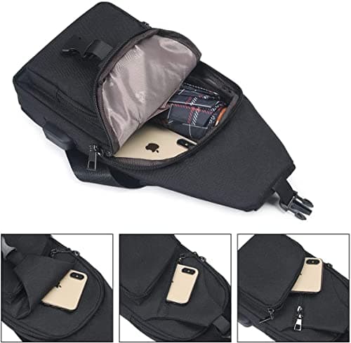 flintronic Sling Bag, Chest Bag with USB Charging Port, Men Women Lightweight Crossbody For Hiking,Cycling, Traveling (Include 1*USB Cable) — view 4