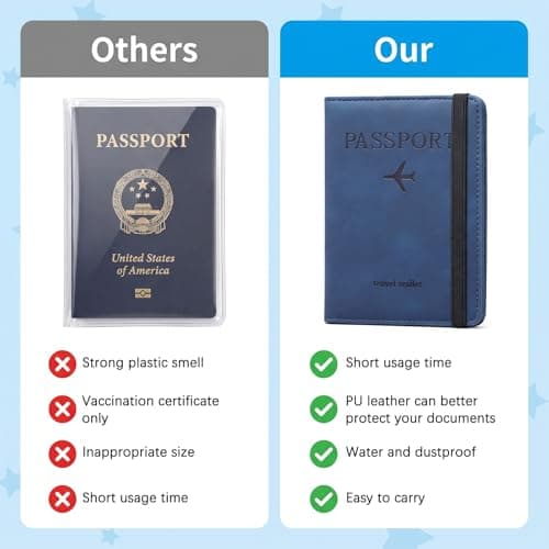 YANJINGSHE Anti-Magnetic Passport Cover – Slim Passport Wallet with Elastic Band, Dark Blue — view 3