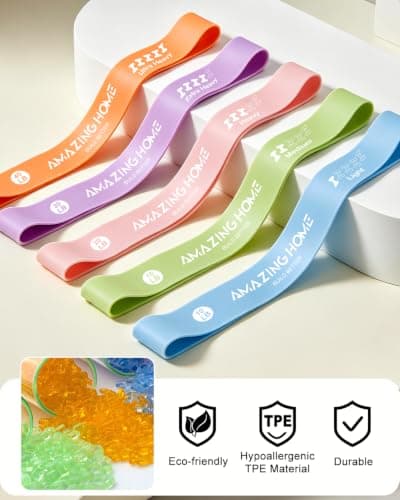 AMAZINGHOME 5 Set Resistance Bands, Macaron Color — view 3