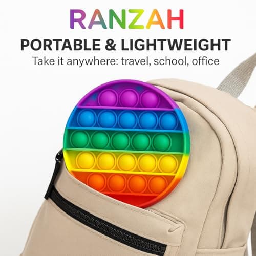 Ranzah Pop Fidget Toy Round Push Pop Bubble Popper Sensory Toy For Kids And Adults Travel Poppet Toy Squishy Toy For Gifts & Parties ADHD Stress & Anxiety Relief Toy Squeeze Toddler Toy (Round) — view 5