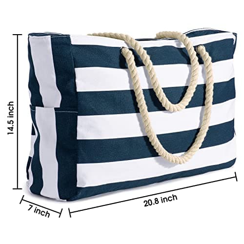 oscaurt Beach Bag, Large Beach Bags for Women, Waterproof Beach Tote Bags with Zip and Rope Handle, Summer Beach Bags Holiday Essentials Travel Bag Shopping Shoulder Handbags for Pool Gym Picnic — view 6