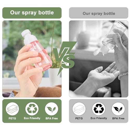 OMBRISA Small Spray Bottle 2 Pack, Fine Mist Travel Spray Bottle for Essential Oils, Refillable Travel Containers Plastic Hair Spray Bottle Sprayer for Perfume Skincare Makeup Lotion (2oz 60ml) — view 2