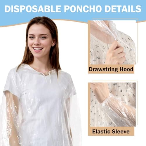 ALBOYI Disposable Rain Ponchos 10 Pack (5 Kids + 5 Adults), Waterproof Disposable Poncho Lightweight Emergency Raincoats for Family Outdoor Activities, Hiking, Camping, Travel - Unisex Rainwear — view 5
