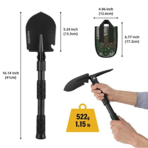 NACATIN 9-in-1 Folding Shovel Multi-Tool for Car, Camping & Garden — view 5