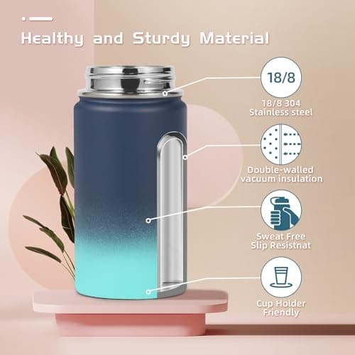 Volhoply 410ml 14oz Water Bottle with Straw Lid and Silicone Boot Bulk 2 Pack,Stainless Steel Insulated Tumbler for Boys & Girls Multipack,Double Wall Vacuum Leakproof Kids Bottles(Assorted,2) — view 3