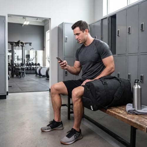 Travel Duffel Bag with Shoe Compartment for Sports & Gym Bag (Black, 35L) — view 4