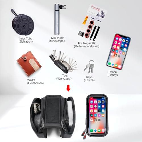 ROTTO Bike Frame Bag with 2 Side Storage Pockets Bicycle Top Tube Phone Bag with Sensitive Touch Screen — view 5