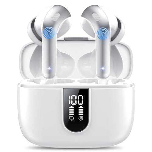 Ear Buds Wireless Earbuds, 50H Playtime Bluetooth Earbuds, Bluetooth Headphones 5.3, Bass Boost 85%, In Ear Headphones with 4 ENC Call Noise Cancelling Mics, Earbuds IPX7 Waterproof, USB-C Jade White