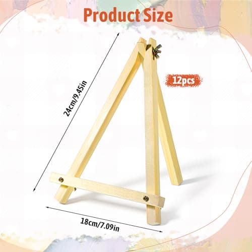 12 Pack 9 Inch Wood Easels, Tabletop Easels for Painting, Small Portable Canvas Holder, Tripod Painting Easel, Paintings Party Easel for Art Crafts Photo Picture Sign Display — view 2