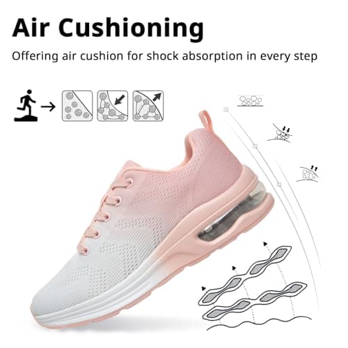 Womens Trainers Outdoor Running Shoes Air Cushion Athletic Walking Shoes Ladies Sneakers Breathable Mesh Sport Shoes Lightweight Tennis Shoes Workout Casual Jogging Shoes Pink — view 5