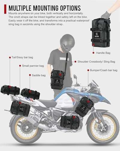 RIDEIRON Motorcycle Side Bag-Waterproof Bumper Bag 5L*2pcs Moto Saddle Bag with Shoulder Strap motorcycle Crash Bar Bags Dry Tail PVC BagTool Carry Ba Travel Hiking — view 3