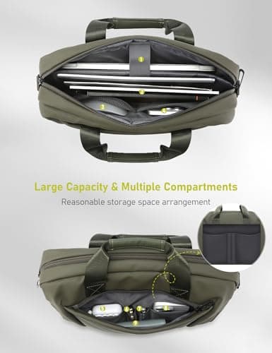 GAOCHY 15-16 Inch Laptop Shoulder Bag Business Briefcase Water Resistant Computer Messenger Bags Compatible with MacBook Pro 16, MacBook Air 15 M4 2025, 15.6 Inch Aspire, Vivobook, Inspiron, Green — view 3