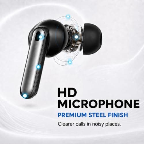Wireless Earbuds, Bluetooth 5.4 In-Ear Headphones with 13mm Drivers, Hi-Fi Stereo Deep Bass, ENC Noise Cancelling Mic, 40H Playtime, IPX7 Waterproof, USB-C Earphones for iOS Android (Piano Black) — view 4