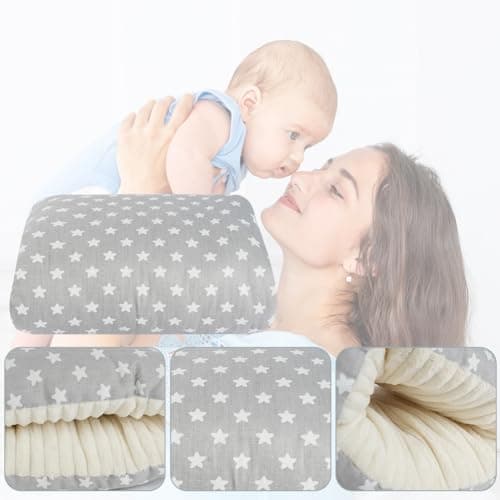 Aolso Cozy Cradle Arm Pillow, Breastfeeding Arm Pillow, Baby Breastfeeding Nursing Pillow, Baby Nursing Head Support Pillow, Breastfeeding and Bottle Feeding Head Support Pillow (Grey Stars) — view 4