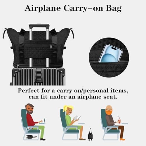 Travel Duffle Bag with Removable Wheels, Expandable Sports Gym Bag for Women Men, Dry Wet Holdall Luggage Weekend Overnight Bags for Swimming, Mum — view 6