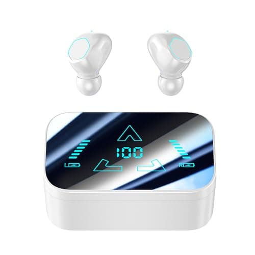 Domars Wireless Earbuds, Ear Phones Wireless Earbuds,20000mAh Power Bank,58H Playback Bluetooth 5.3 Earbuds with ENC Noise Cancelling, Low Latency Gaming Headphones for iPhone Android (white)