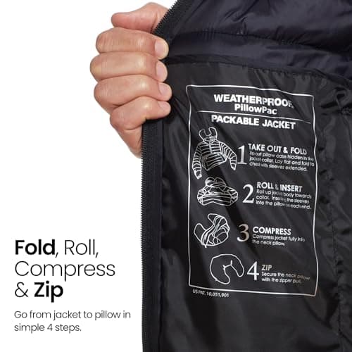 Weatherproof Womens Puffer Jackets - Packable Travel Neck Pillow Alternative Down Puffer Jacket Women (S-XXL), Black, Large — view 4
