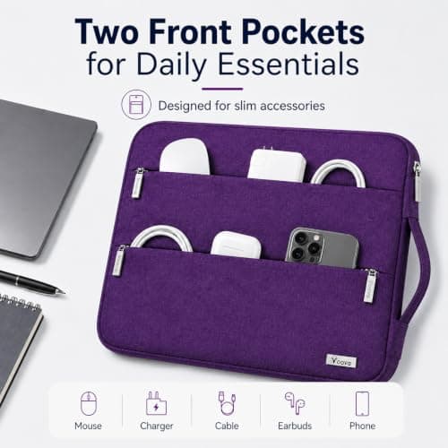 Voova Laptop Sleeve 15.6 Inch, Laptop Case for MacBook Pro 16, Purple — view 4