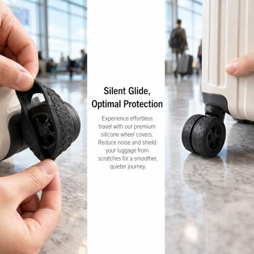 8 Pcs Silicone Suitcase Wheel Covers, Anti-Slip Luggage Wheel Protectors for 5-6cm (2-2.4 Inch) Spinner Wheels, Noise Reduction Wear-Resistant Replacement Accessories for Travel Carry On Luggage — view 3