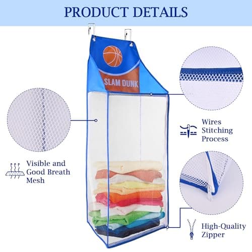 SYVOFOX 2 Pack Hanging Basketball Laundry Baskets，Over Door Washing Bags — view 2
