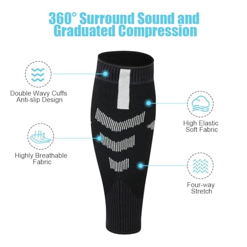 ACWOO Calf Support Compression Sleeves for Women Men, 1 Pair 23-32mmHg Class 2 Shin Splints Brace Support for Torn Muscle Pain Relief, Cramps, Sprains, Footless Leg Socks for Running Sports Flight — view 2