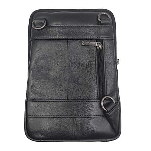 Xieben Vintage Leather Shoulder Messenger Bag for Men Travel Business Small Crossbody Pack Wallet Phone Pouch Purse Bag Black — view 4