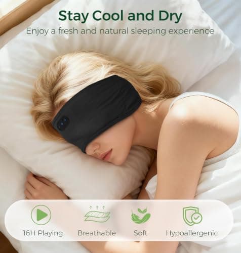MUSICOZY Sleep Headphones Breathable Bamboo Cotton Headband Headphones — view 4