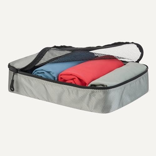 Amazon Essentials 4-Piece Packing Cubes Travel Accessories Set, Luggage Organiser with Double Zip, Mesh Top, 100% Polyester, Medium, Grey (Previously Amazon Basics) — view 3